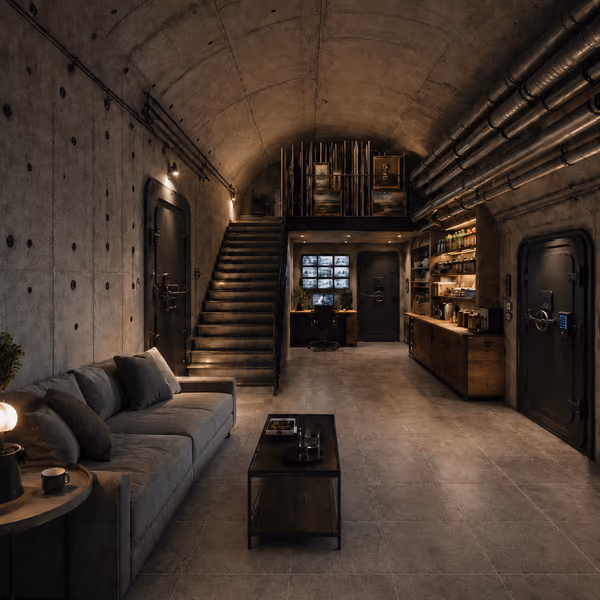 Underground safe room interior